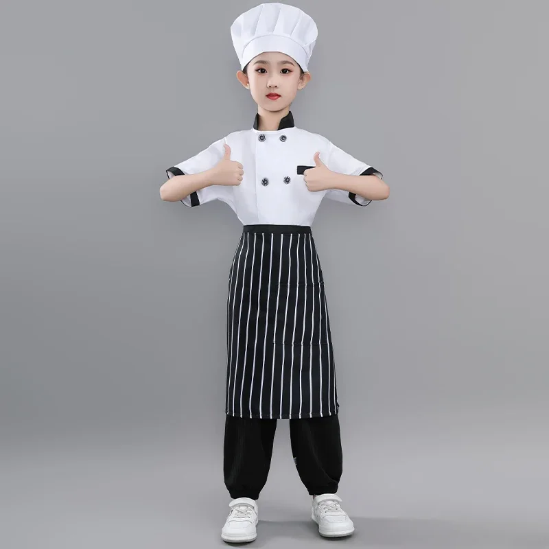 Kids Chef Outfit Set Kindergarten Craft Class Baking Little Chef  Roleplay Uniform Costume Cook Hat Boys and Girls Performance view 4