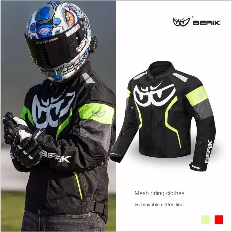 Berik Motorcyclist Jacket Locomotive Suit Motorcycle Men's Biker Jacket Four-season Summer Breathable Anti-drop Race Car Suit