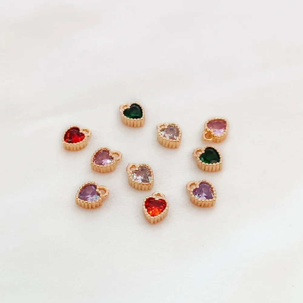 

14K Gold-plated Heart Zircon Small Pendant, 5mm Small Heart Bracelet, Necklace Pendant, DIY Handmade Accessories