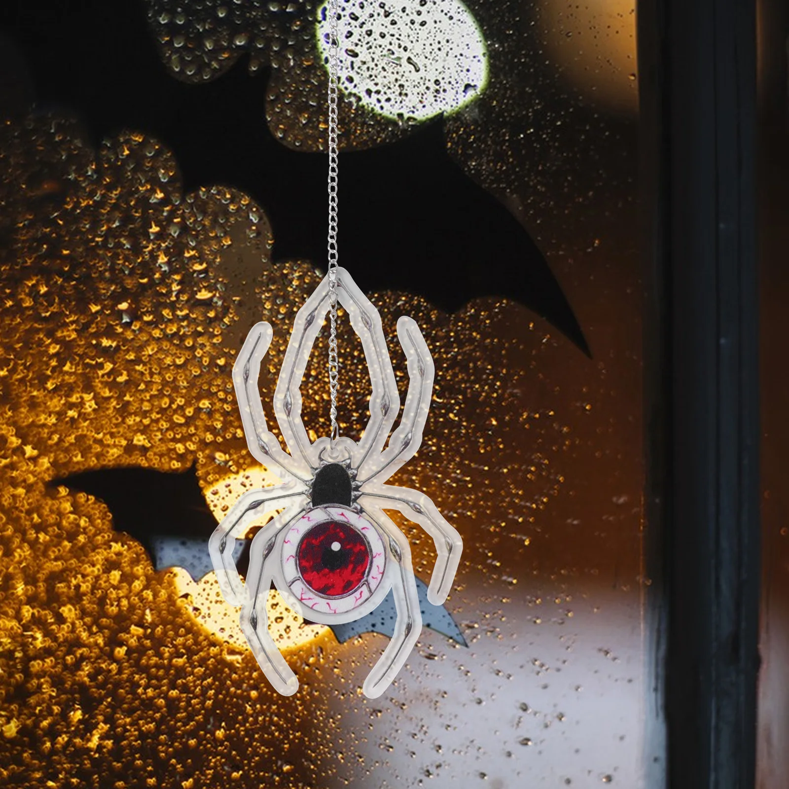 

1pcs Spider Window Decor Pendant for Halloween Hanging Prop Outdoor Trees Wall Decorations Reusable Suction Cup Easy Install