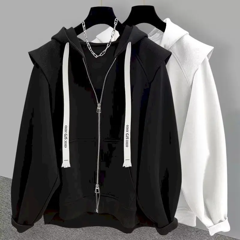 

Casual Hoodies Women Spring Autumn Trendy Zipper Cardigan Hooded Jackets Fashion Print Loose Hoodie Men Y2k Couple's Coat 2024