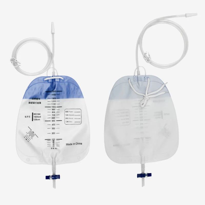 External Disposable Sterile Urine Bag PVC Storage Urinary Drainage Sack Pee Collection Bags With Cross Valve Catheter images - 6