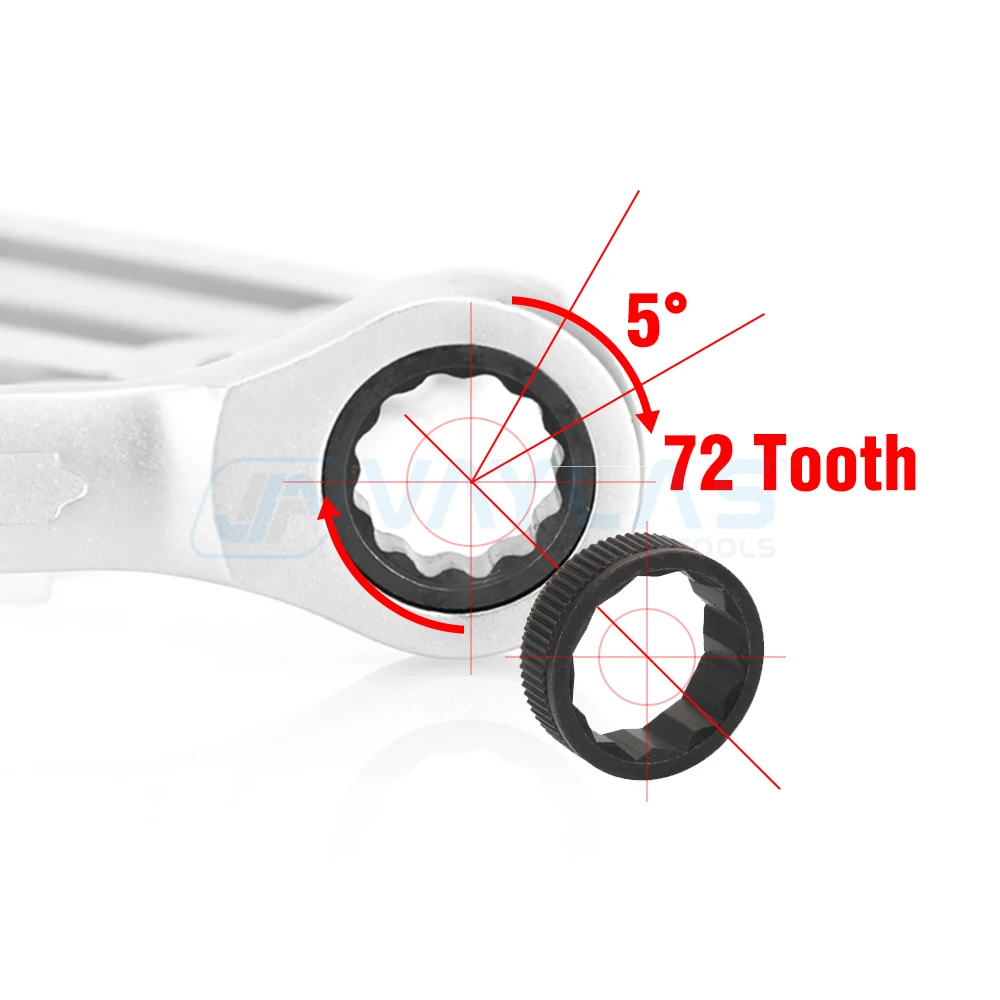 Llave combinada pulida opaca de 8-19mm, trinquete de cabeza fija 72T y llave de alto par de extremo abierto, herramientas manuales de reparación,