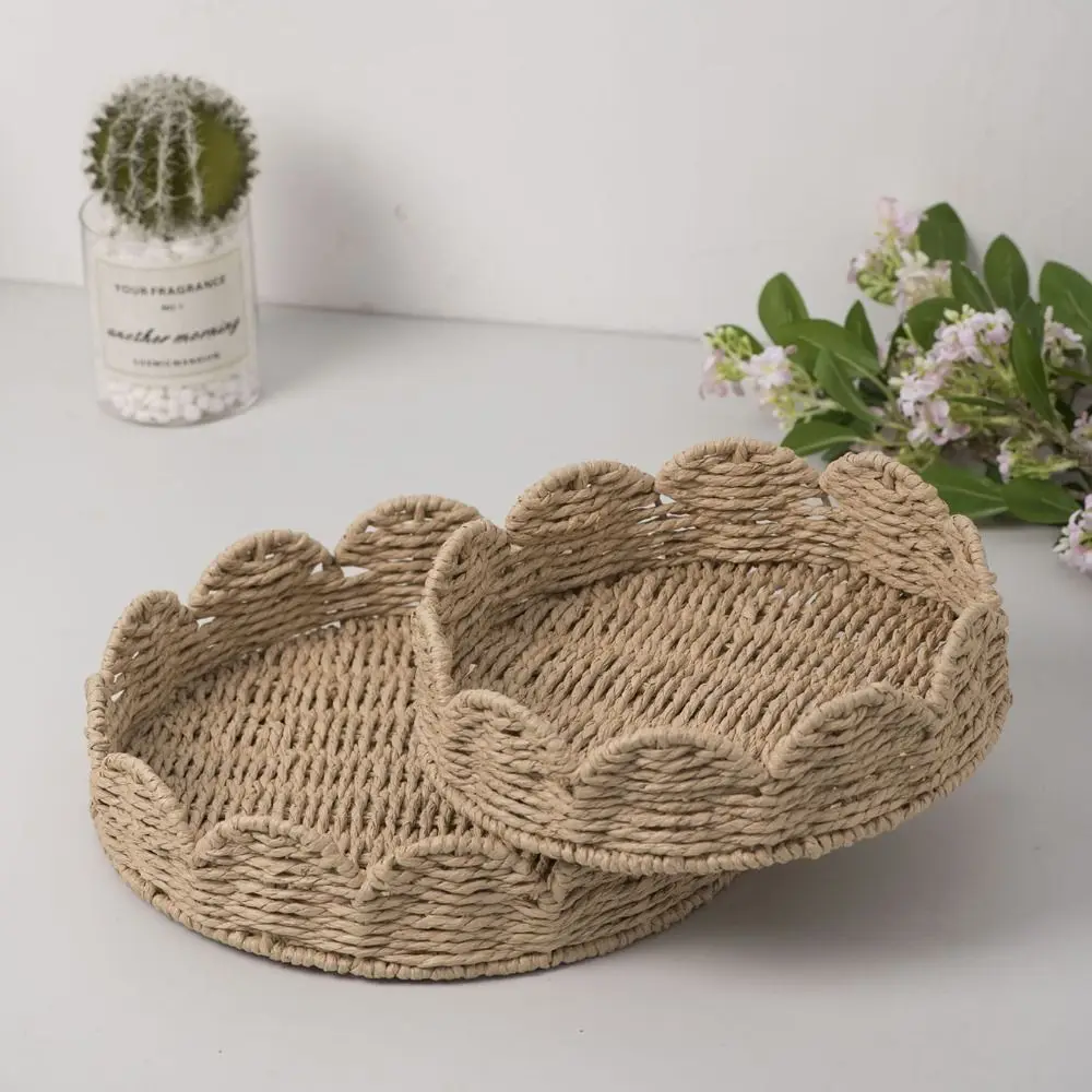 

Japanese Style Fan-shaped Storage Basket Handmade Decorative Multipurpose Storage Basket Eco-Friendly Braided Serving Tray