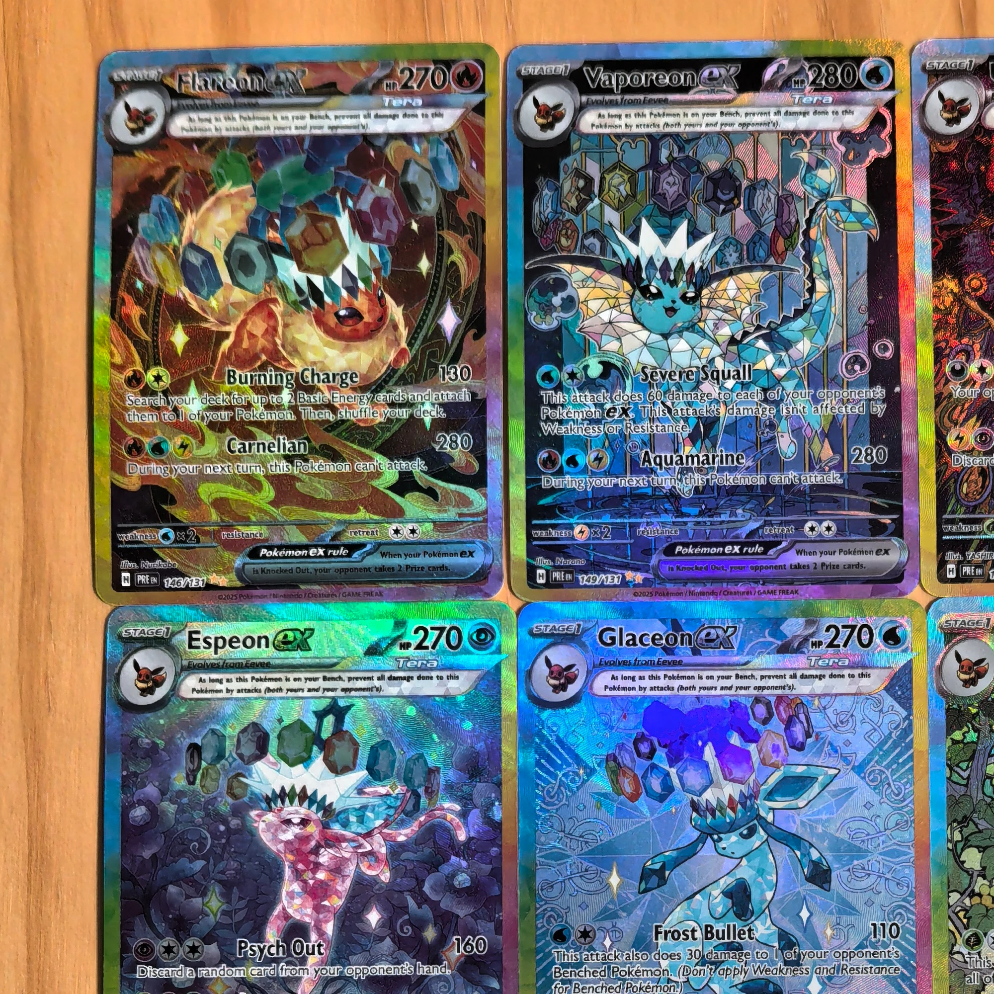 9Pcs/set Ptcg Sv8A Eevee Espeon Ex Collection Card Refraction Color Flash Eeveelution Umbreon Leafeon Classic Anime Card Gift