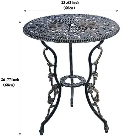 C/G 3 Piece Bistro Set, Outdoor Patio Table, Anti-Rust Cast Aluminum for Front Porch & Yard (Antique Copper)