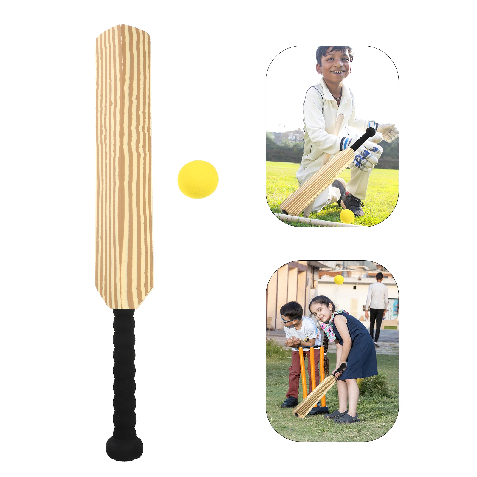 

EVA 24 Inch Set Wood Grain Kids Sports Toy Game Activities Lightweight Bats Improve Skills Fitness
