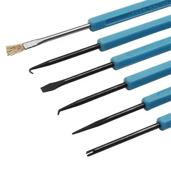 스틸 납땜 보조 BGA PCB 수리 도구 세트, 정밀 전자 부품 용접 연삭 청소 수공구, 6 in 1