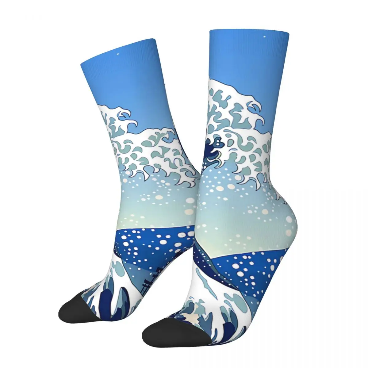 Funny Crazy Sock for Men The Great Wave Off Kanagawa Harajuku Japanese Wave Quality Pattern Printed Crew Sock Casual Gift