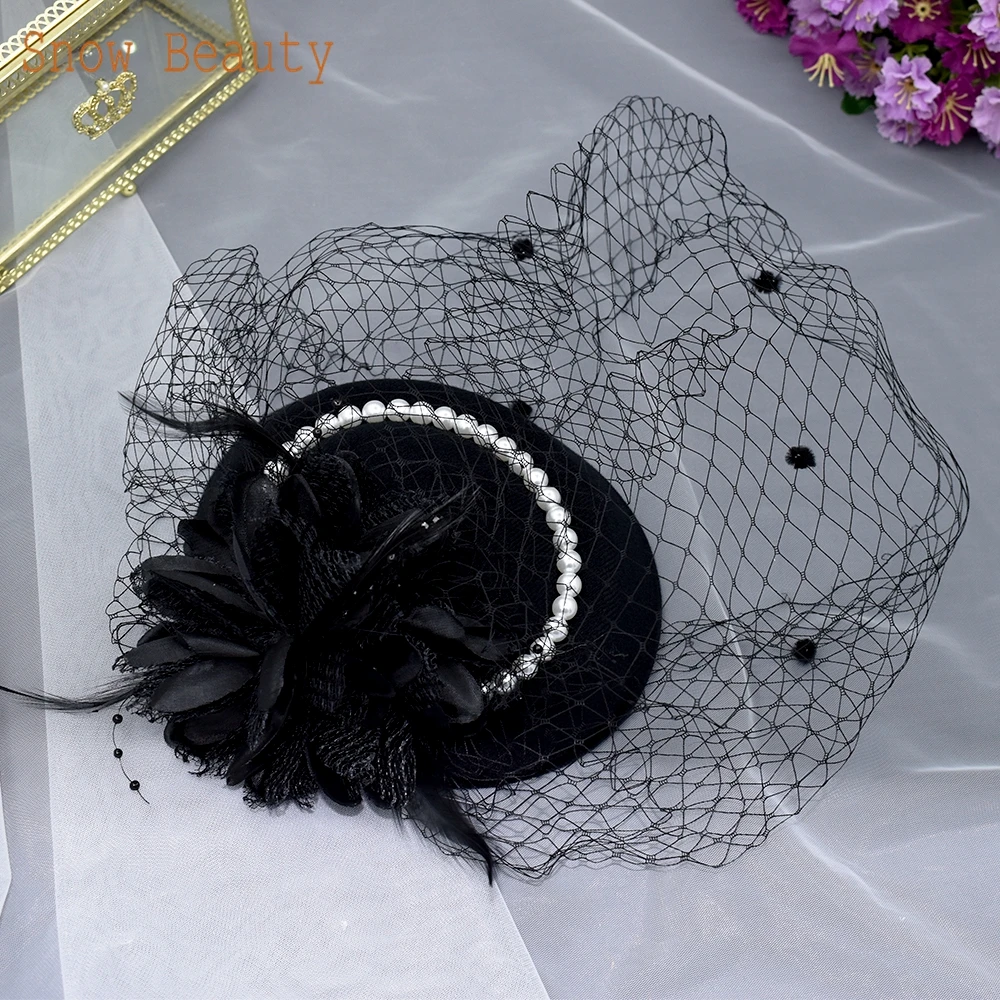 JM10 moda damska Fascinator kapelusze dla nowożeńców klatka dla ptaków welony na twarz panna młoda nakrycia głowy wesele kościół imprezowa,