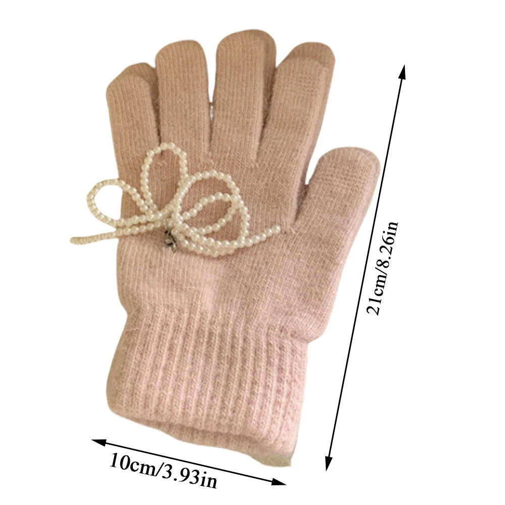 Women Winter Keep Warm Plus Cashmere Solid High Elasticity Soft Knitted Gloves Cute Lovely Multicolor Windproof Mittens