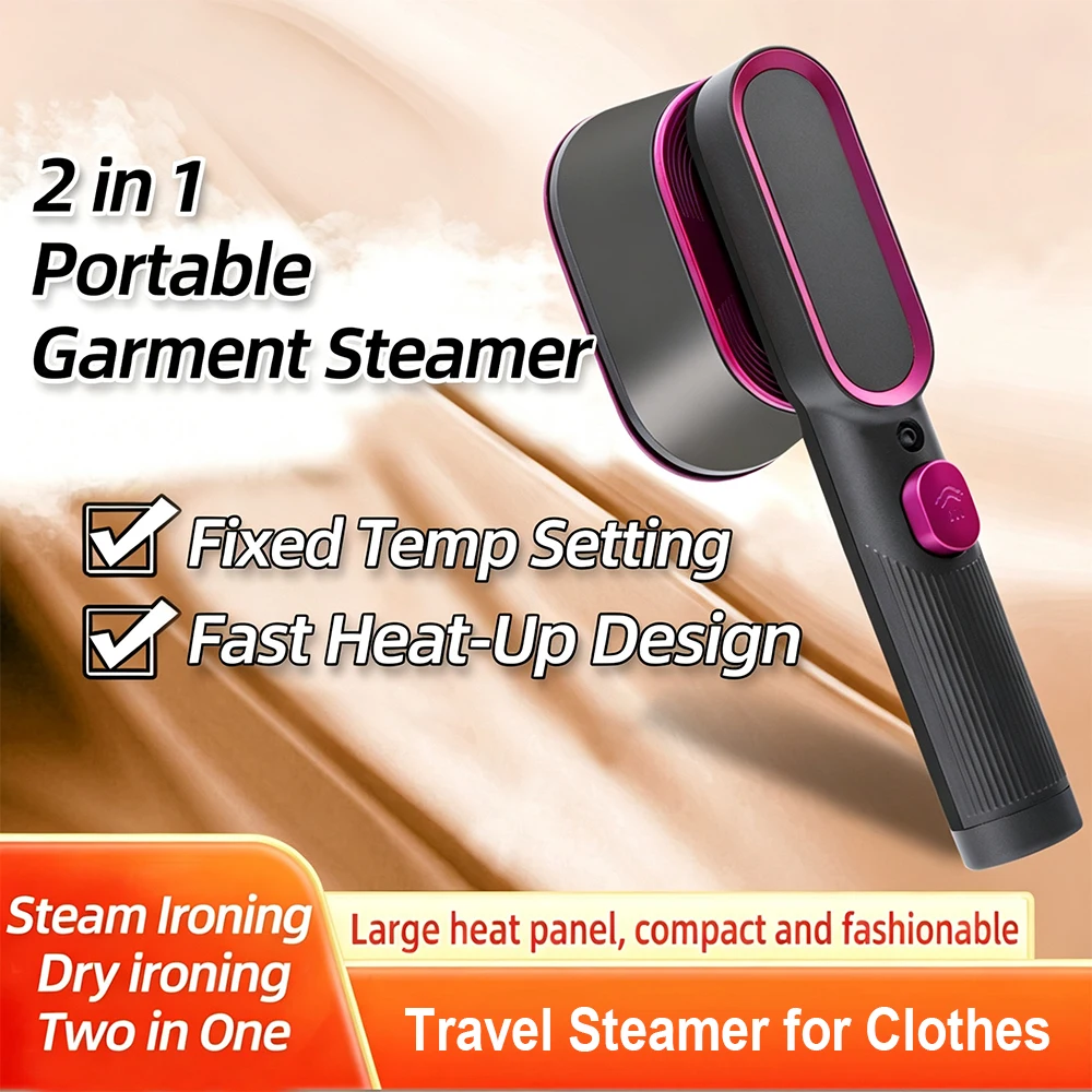 Travel Steamer & Iron with Fast Heat-Up,1000W Handheld Garment Steamer,Large Heat Panel,Fabric Quick Wrinkle Remover for Clothes