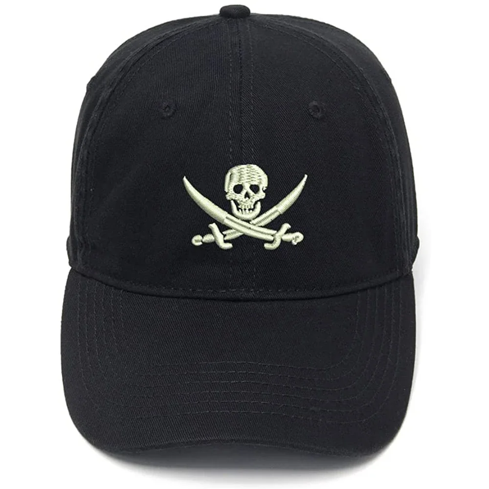 

Lyprerazy Men's Baseball Cap Pirate Skull Crossbone Embroidery Hat Cotton Embroidered Casual Baseball Caps