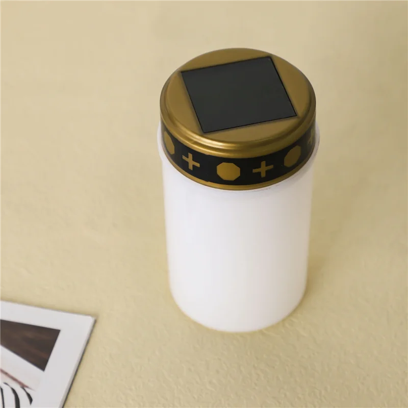 Bougie blanche pour cimetière, lumières solaires avec éclairage LED, 1 pièce