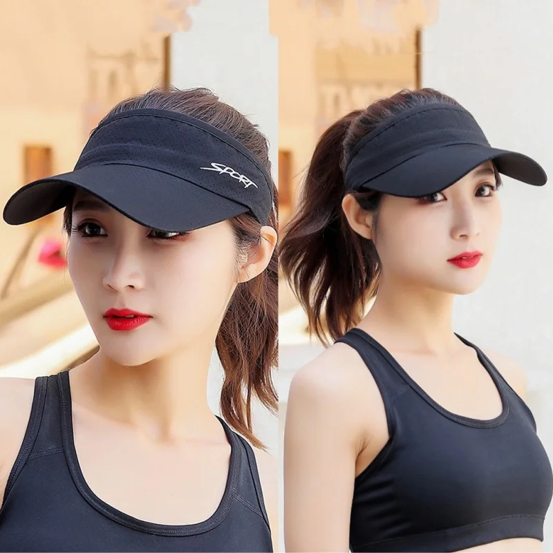 SPORT Letter Printed Top Empty An-ti UV Sunhat Summer Sports Running Hat Sun Protection Visor Quick Dry Tennis Golf Baseball Cap