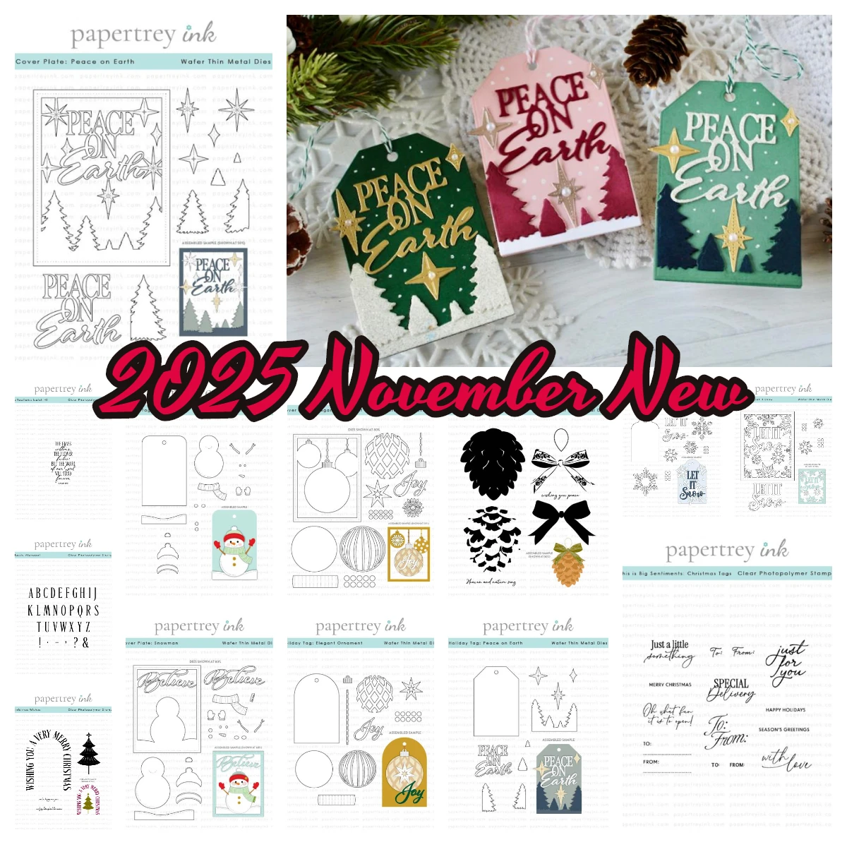 

2025 New Dies Stamp Set Reflections: Isaiah Sentiments Christmas Holiday Tag Elegant Ornament Snowman Dies DIY Card Scrapbooking
