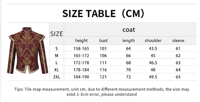Herren Renaissance Retro Royal Jacke Mantel Prinz Edler König Kolonial Piratenkostüm Doppelmantel Gotische Stickerei Cosplay Kostüm 2026 – Detail 2