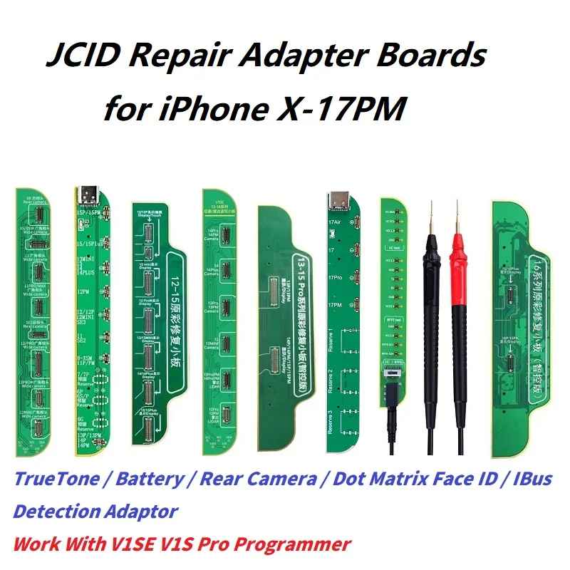 JCID V1SE V1S Pro Repair Adaptor Boards Kit For iPhone X~17PM True Tone,Battery,Rear Camera Dot Matrix Face ID IBus Test Board