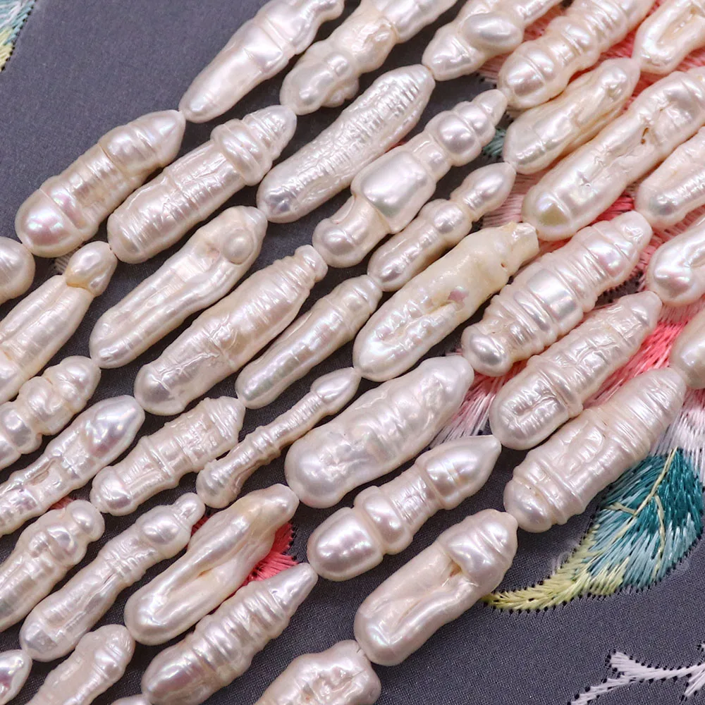 

Baroque-Style Natural Freshwater Threaded Pearl Loose Beads White Irregular Bar-Shaped Straight-Hole Necklace/Bracelet Component