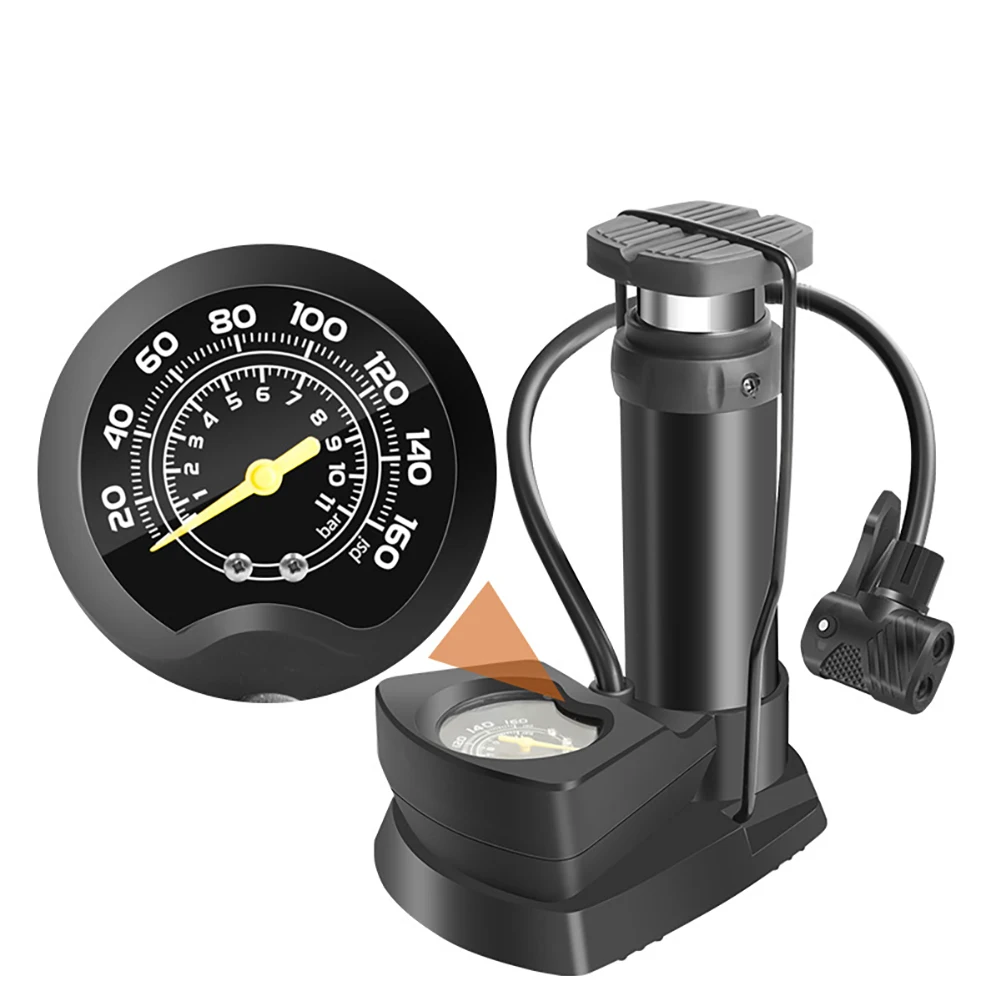 Bicycle Pump Bike Foot Pump With Pressure Gauge Pointer Type Aluminum Alloy Floor Air Pump With  Presta & Schrader Valve