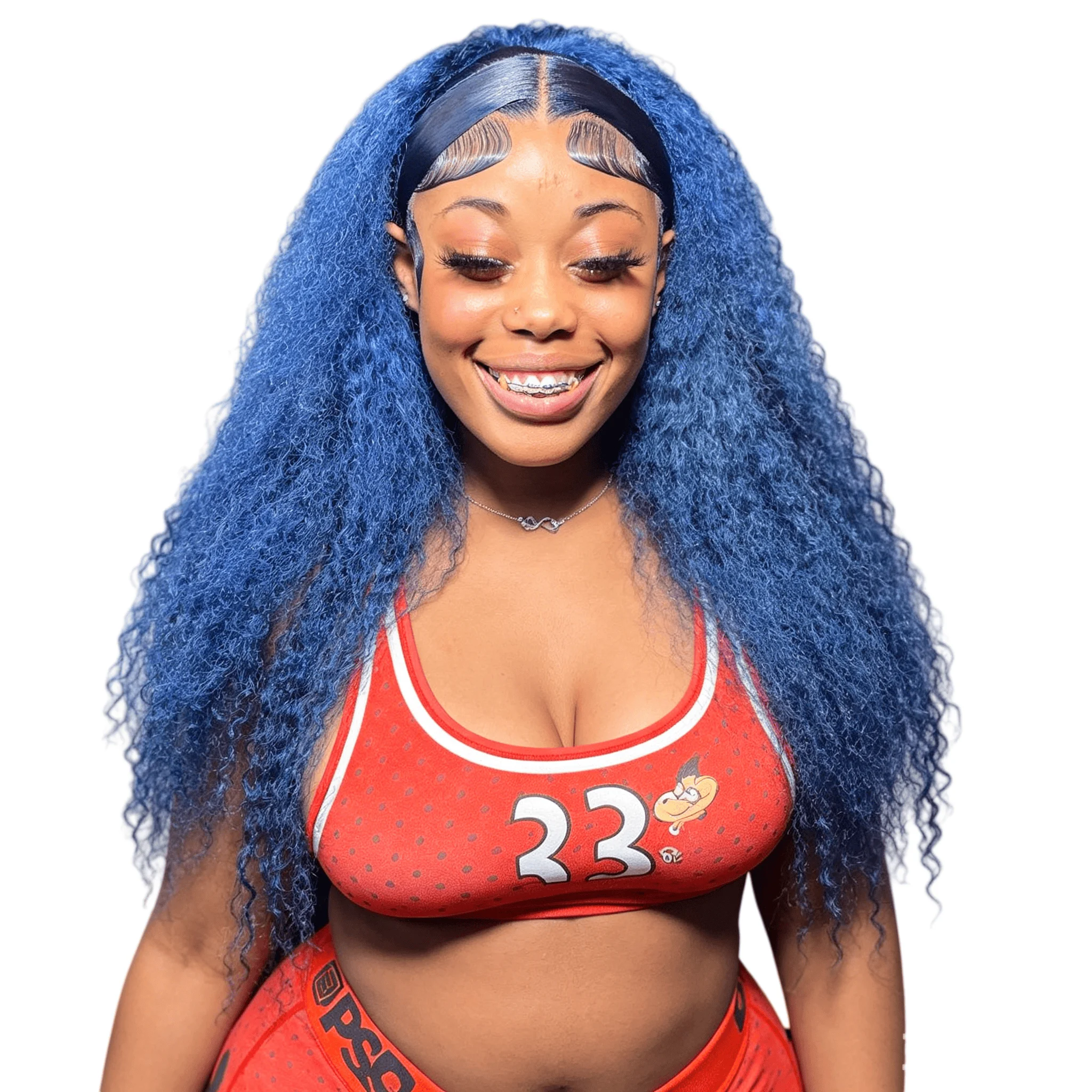 Dark Blue Curly Human Hair Wig 13x6 13x4 Lace Front Wig Pre Plucked Brazilian Virgin Transparent Lace Frontal Wig For Women 250% view 2