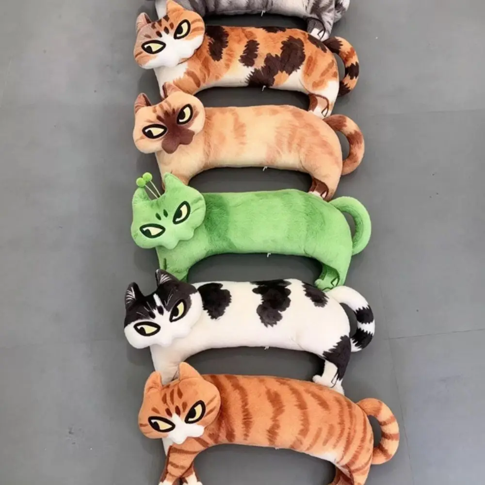 Funny 3D Printing Cat Pendant Stuffed Animal Abstract Doll Cats Pillow Cute Cartoon Realistic Cat Sofa Cushion Bag Charm