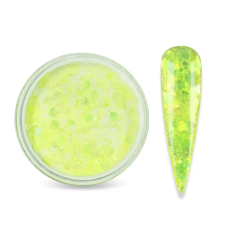 15g Sirena Esagono Chunky Glitter Polvere Acrilica Nail Art per Extension Builder Scultura Suggerimenti Manicure
