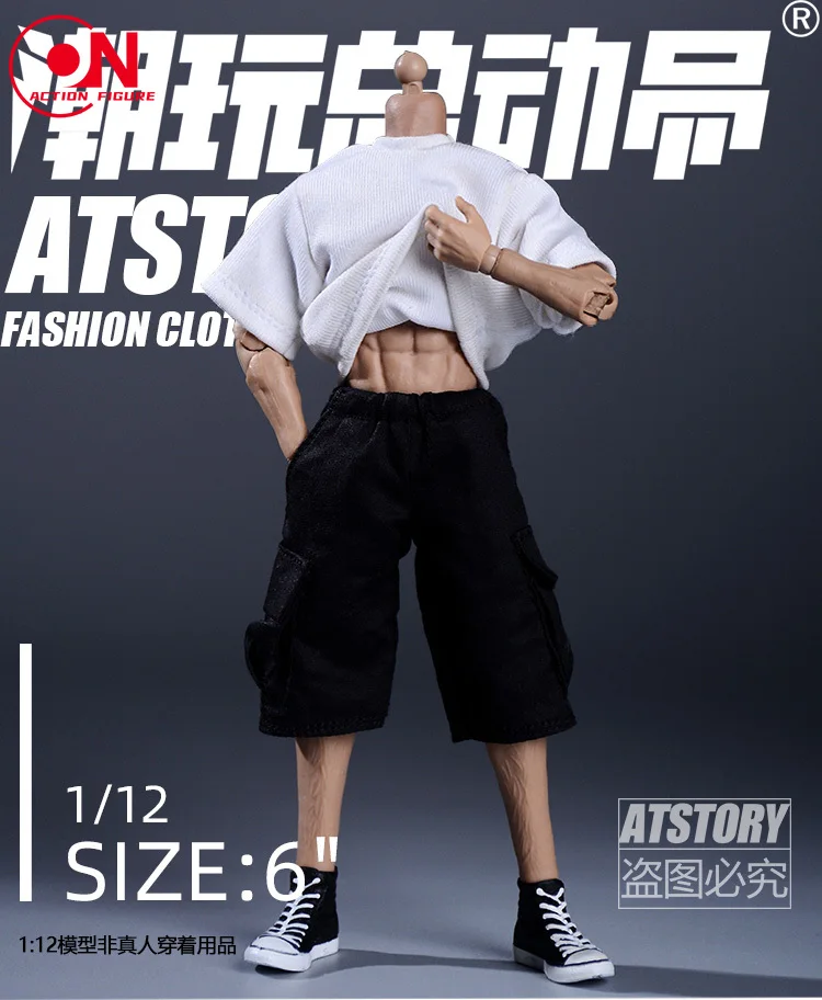 ATStory 1/12 ذكر بلون تي شيرت سراويل قصيرة الملابس نموذج صالح 6 '' Notaman NWTOYS VTOYS الجندي عمل الشكل الجسم دمية #5