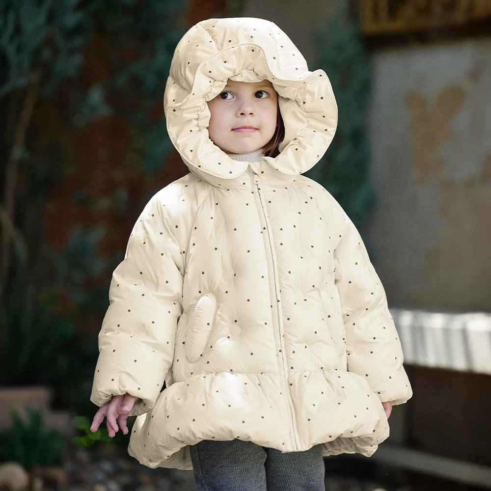 Dave Bella Children's Winter Down Jacket Warm Hooded Outerwear Coat Snowsuit Fashionable Clothing For Girl Aged 4 to 6 DB4263825