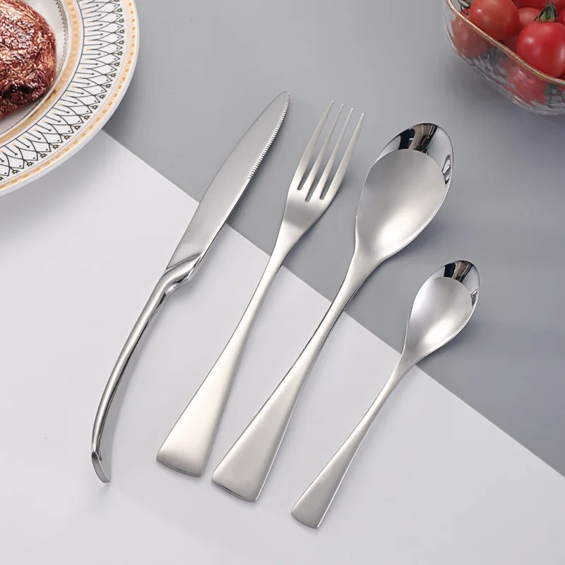 4pcs Black Cutlery Stainless Steel Fork Knife Dinnerware Set Western Tableware Set