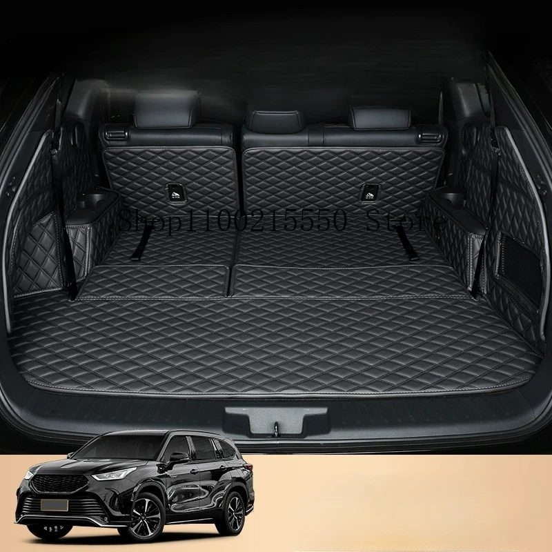 Leather For Toyota Highlander 2024 -2025 Leather Trunk Mats Full Surround Cargo Liner Anti-Scratch Waterproof  Cargo Mats