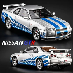 1:24 Nissan Skyline GTR R34 Alloy Vehicle Model Diecast Metal Fast＆Furious Collectible Childrens Birthday Toy Gifts C343