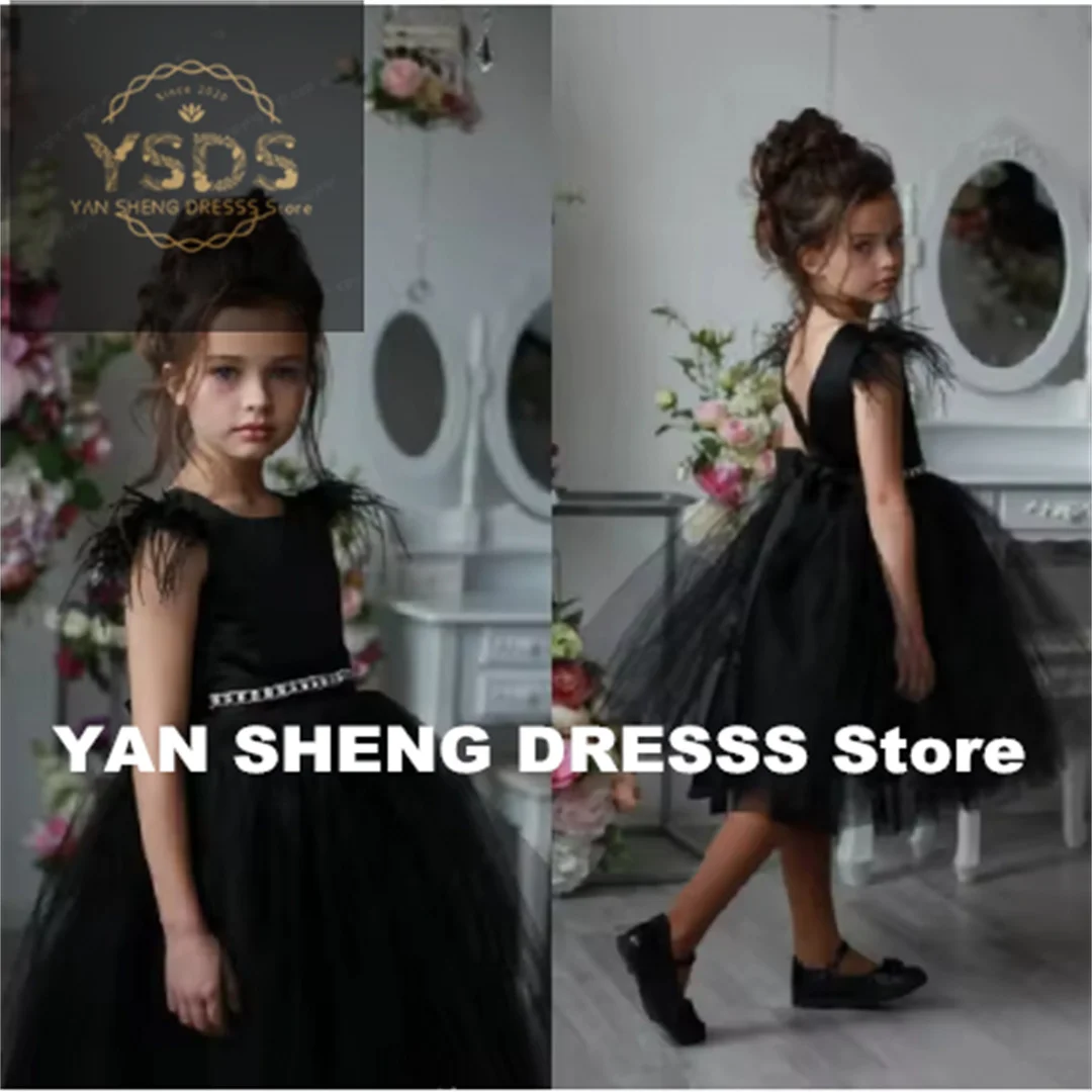 Flower Girl Dress O-Neck Sleeveless Girls Princess Wedding Party Dress Puffy Tulle First Communion Gown Dresses