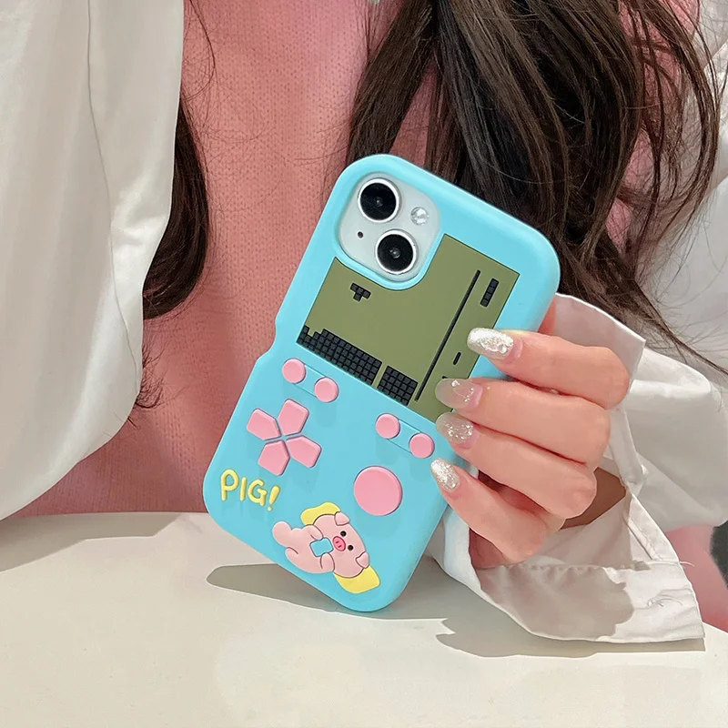 For iPhone 16 Pro Max creativity Game machine Silicone Soft Case For iPhone 15 14 12 13 Pro Max 14Pro 15PM Cute Phone Case Kids