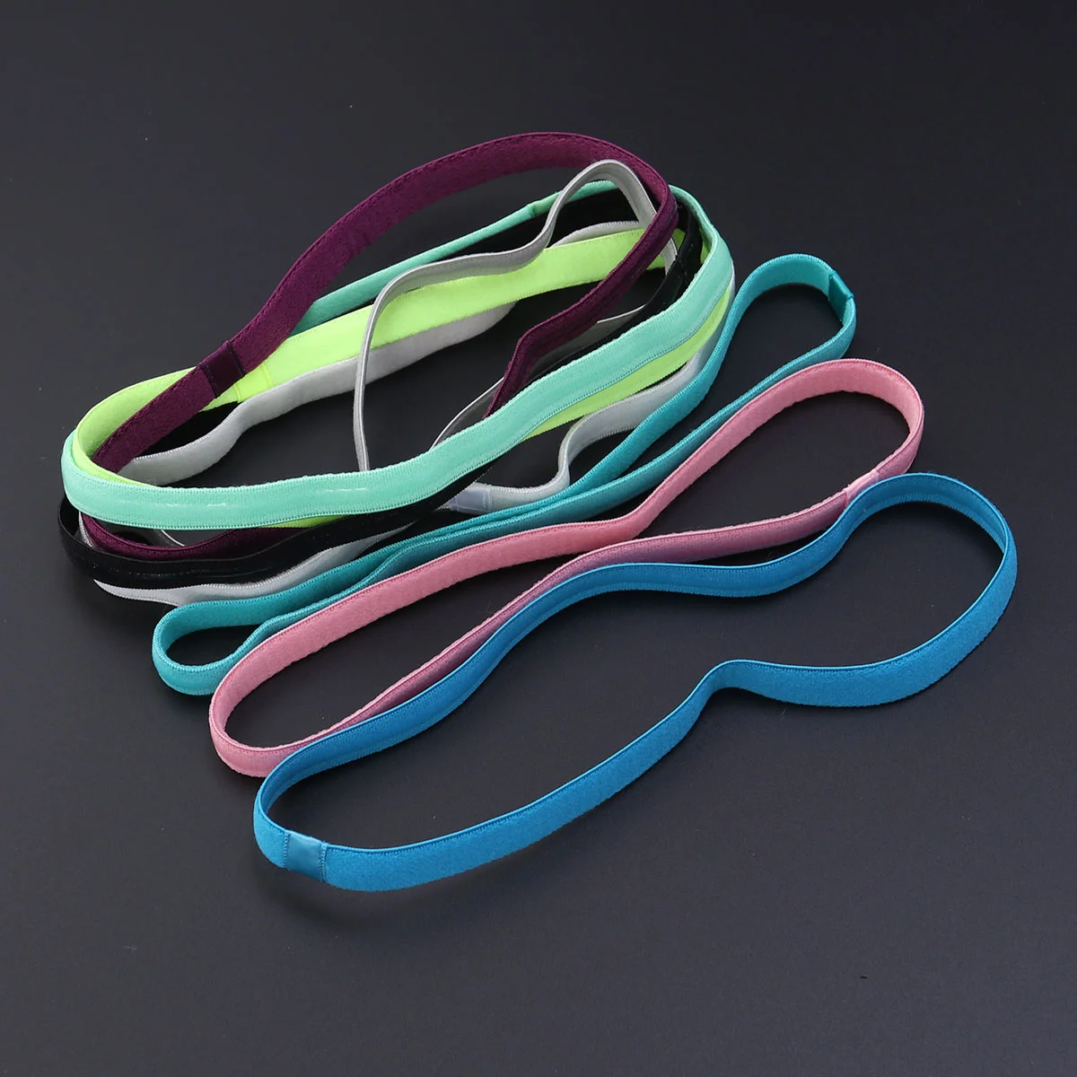 

9pcs Candy Color Sports Headband Nonslip Grip Hairband Elastic Single Band Silicone Lined Sweatband elastic headbands