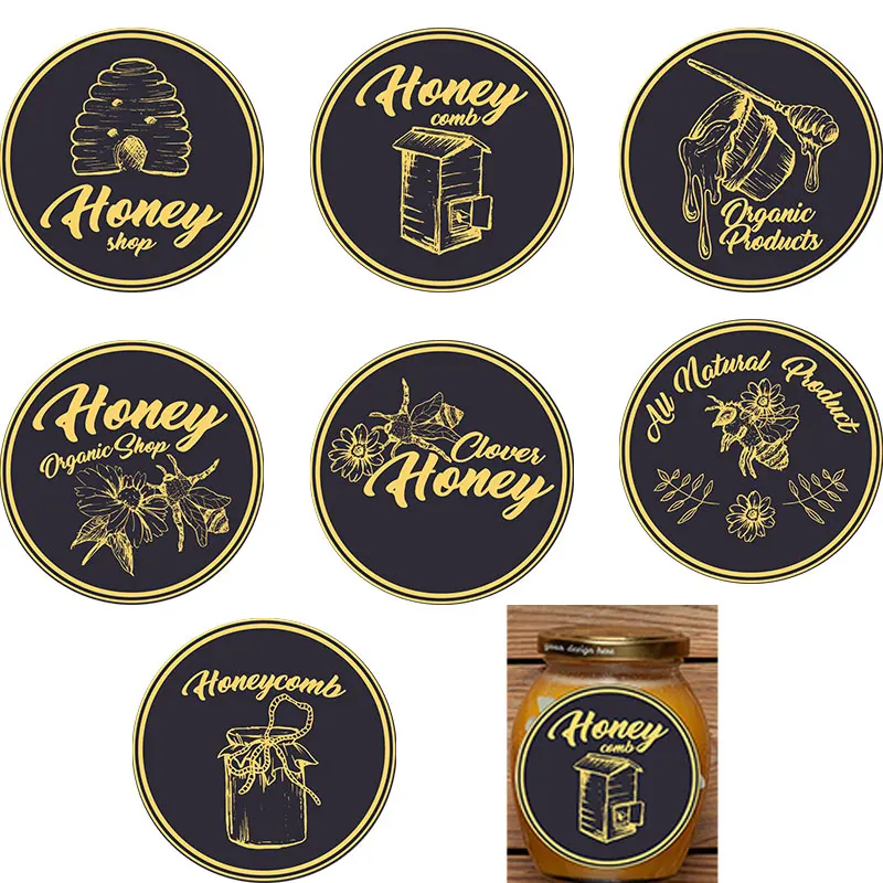 3.5cm/4.5cm Cartoon Honey Bee Self-Adhesive Sticker Cute Fresh Natural Honey Bee Jar Seal Label Small Business Tag for Marketing