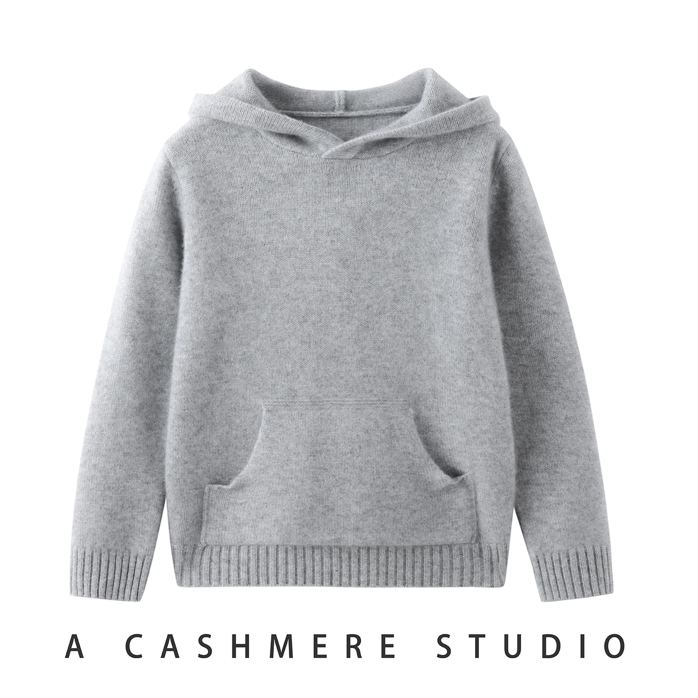 ADDONEE Children 100% Cashmere Hoodie Pullover Sweater Thick Warm Kid Clothes Autumn Winter Pocket Long Sleeve Knitwear Jumper