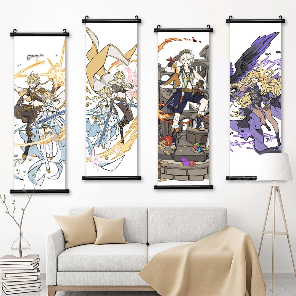 Wall Art Canvas Genshin Impact Pictures Ning Guang Painting Print Barbatos Poster Bennett Anime Hanging Scrolls Home Room Decor