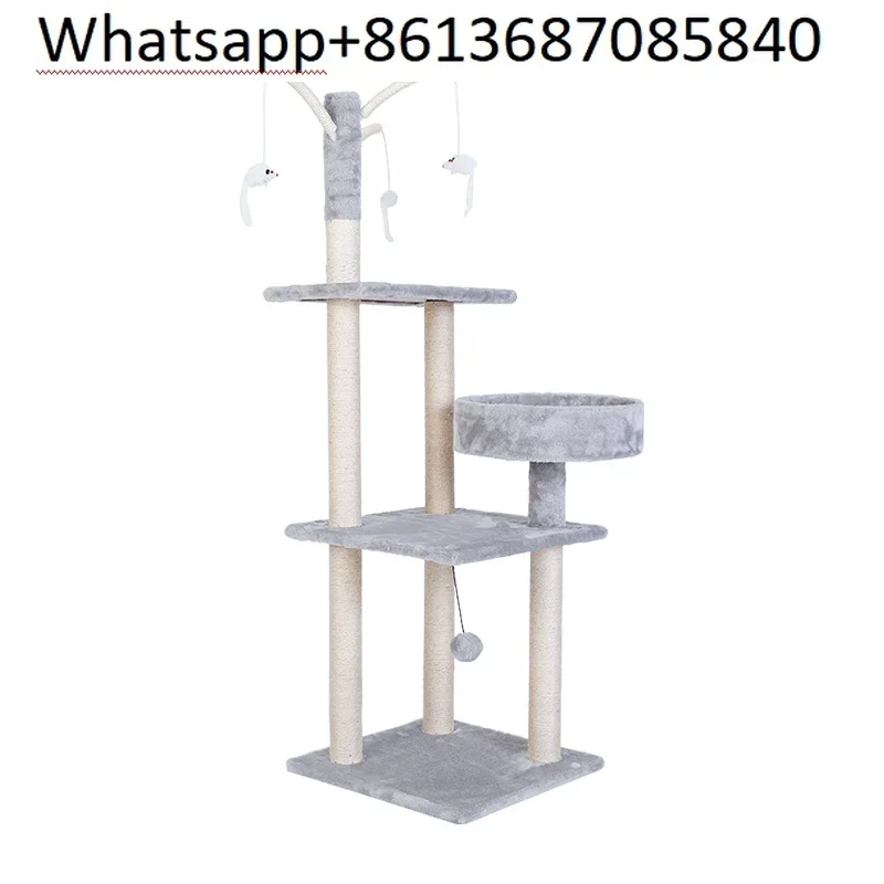 Cat Climbing Frame Summer Cat Tree Integrated Jumping Platform Large Shelf With Nest Cat Climber Column Grab Board Villa