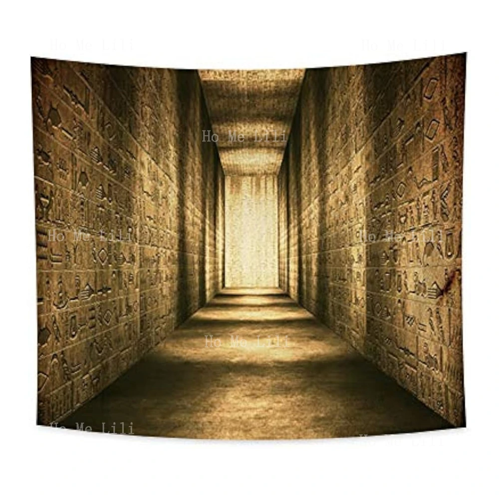 Renaissance Ancient Egyptian Historical Gold Hieroglyphics Wall Tapestry For Home Decoration