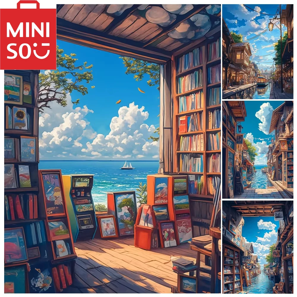 

MINISO картина маслом по номерам нарисованный стиль плавающая библиотека украшение дома стена спальня декор для гостиной Marvel подарочные рамки