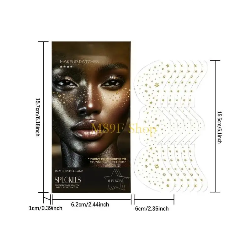 M89F الوجه يلمع النمش بقع ماكياج الوجه النمش كاذبة الجمال الوجه النمش لقضاء عطلة الرقص الموسيقى حفلة ماكياج #6