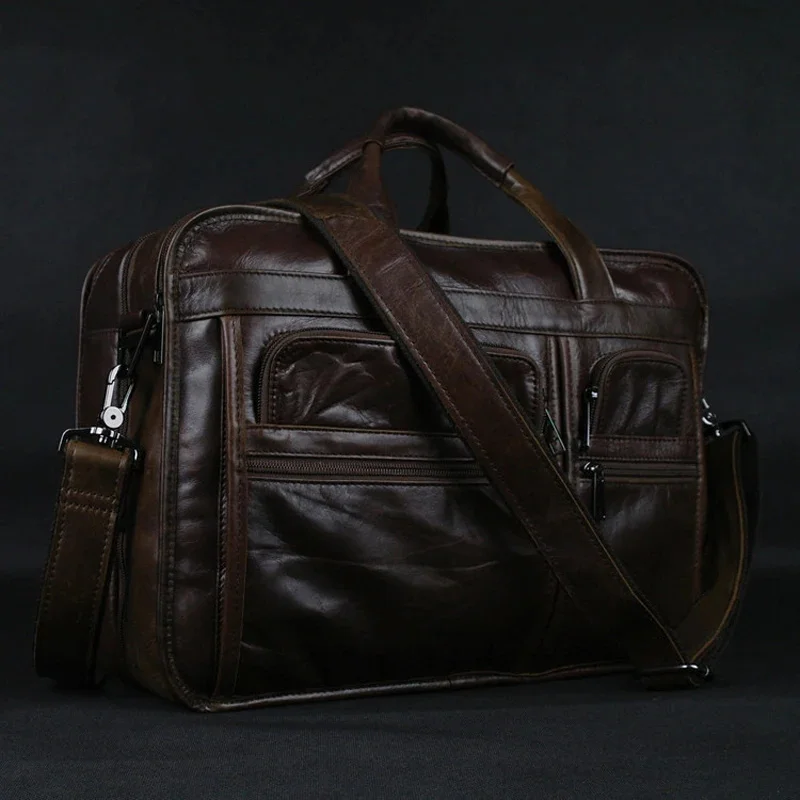 

Luxury portfolio Men Genuine Leather Briefcases tote business bag briefcase laptop porte document messenger