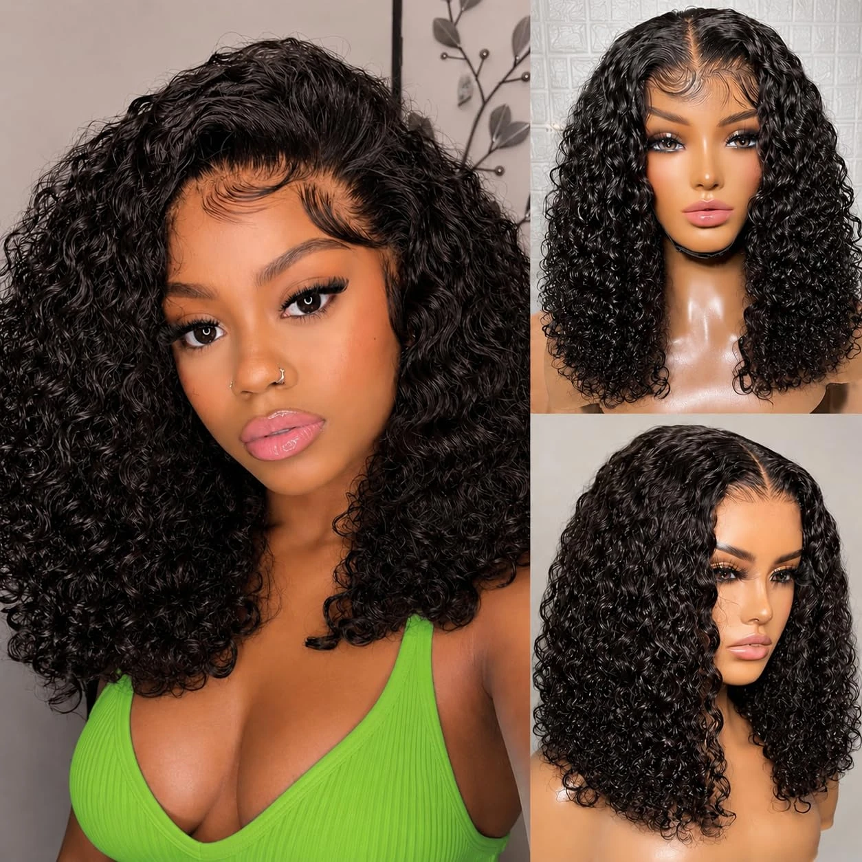 14 Inch Natural Black Deep Wave Bob Human Hair Wig 250 High Density Full Look 13x4 HD Lace Front Glueless Wigs Pre Plucked Hairline Baby Hair for Black Women