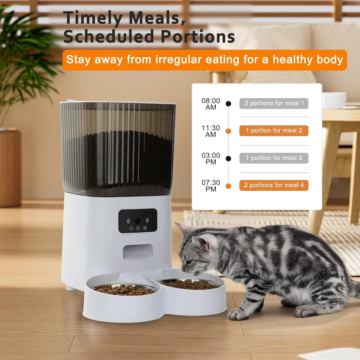 Automatic Pet Feeder Smart Cat Food Kibble Dispenser Remote Control APP network timed quantitative cat dog Feeder Double Bowl