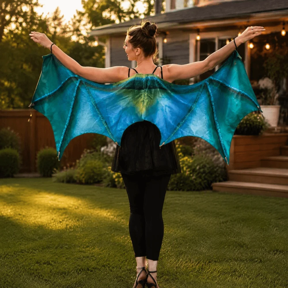 Practical Fantasty Dragon Wing Cape Elastic Band Universal Bat Wing Cloak Foldable Unisex Cosplay Wing Costume Masquerade