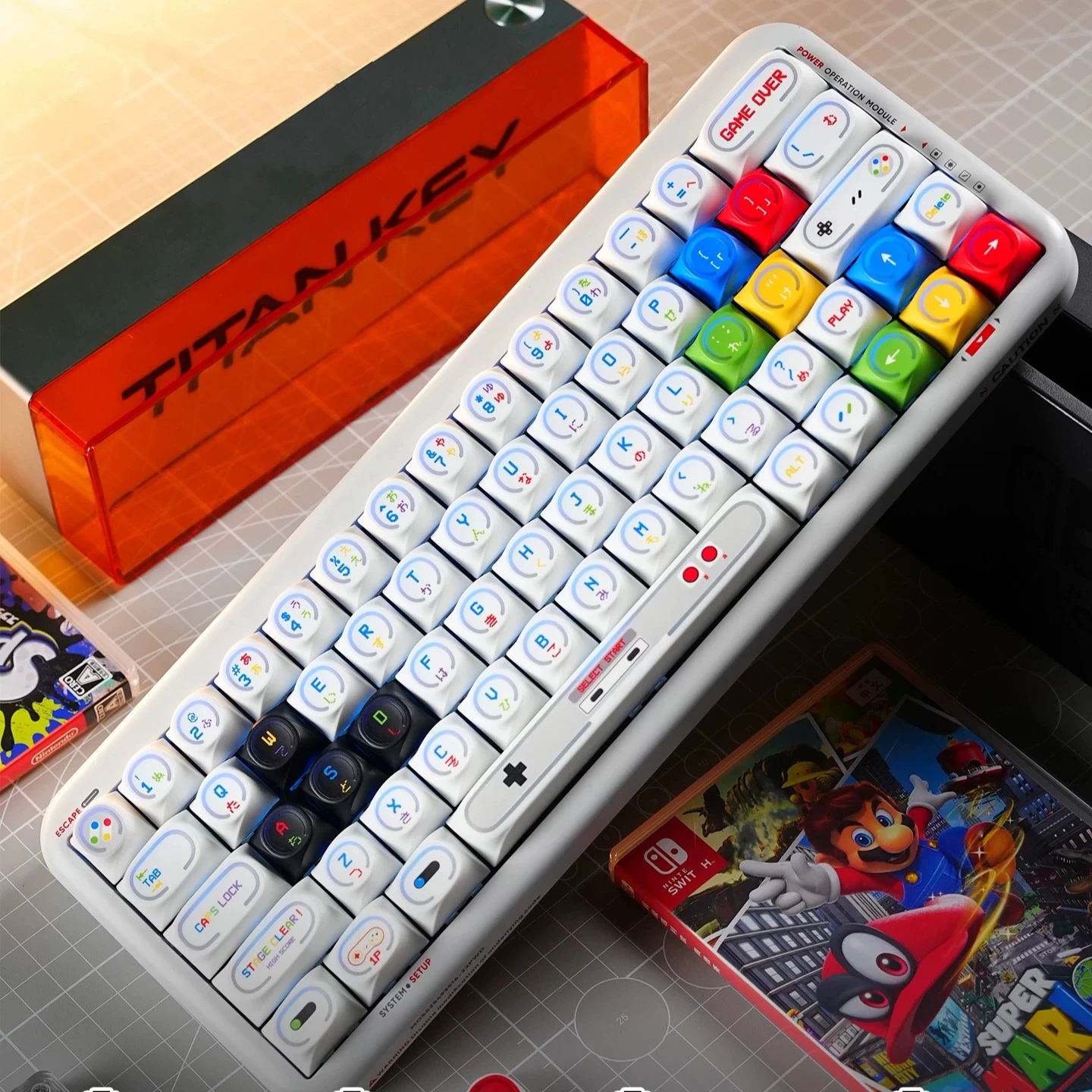 MAIMOOO Star Ring Game Console Keycap C Circular Transparent PBT Sublimation 125 Key Backlit Game Player Keyboard White Keycaps