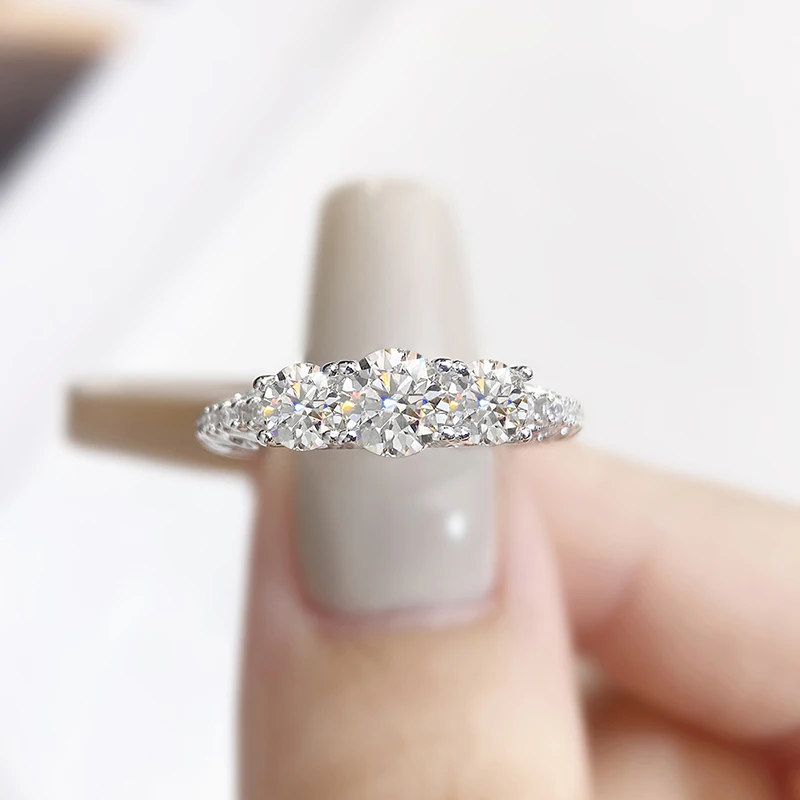 

DWJ Real 0.5CT Moissanite Diamond Round Rings for Women Wedding Anniversary 925 Sterling Silver Luxury Gemstone Fine Jewelry