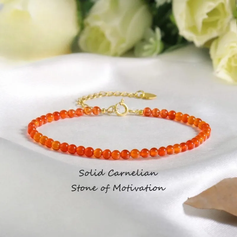 Carnelian bracelet, a red round bead gemstone jewelry, symbolizes power, passion, prosperity and happiness