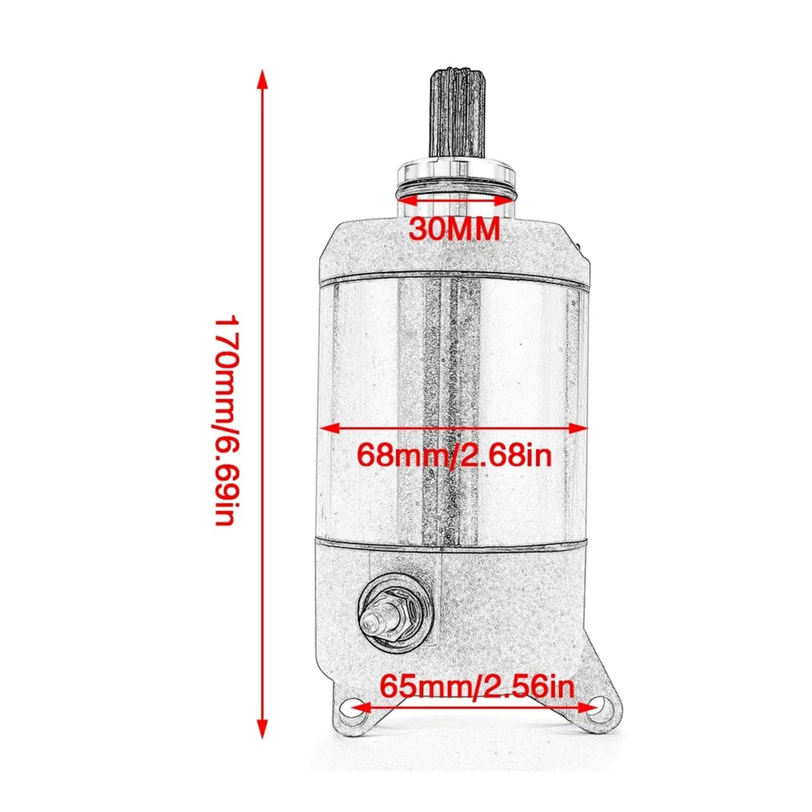Starter Motor 4VR-81800-00 Compatible with Yamaha XV400 XV500 XV535 XVS400 XVS650 3JB-81800-01 3JB-81890-00 22U-81800-60